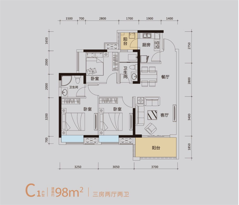 钱隆华府 9 8 平米